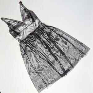 Night Way Collections charcoal gray evening party dress satin tulle size 10